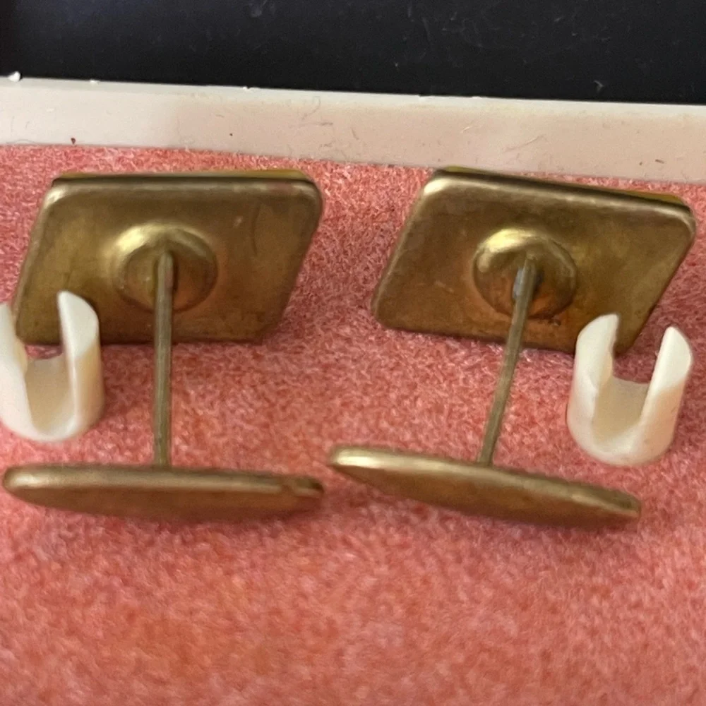 VTG butterscotch Yellow Baltic AMBER cufflinks CUFF LINKS Brass USSR